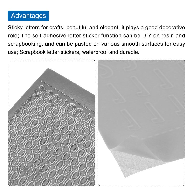 MECCANIXITY 4 Sheets Nail Silver Art Stickers Decals 3D Chains Line Metallic Sticker Holographic Self Adhesive for Nail Scrapbook DIY Decoration - Image 3